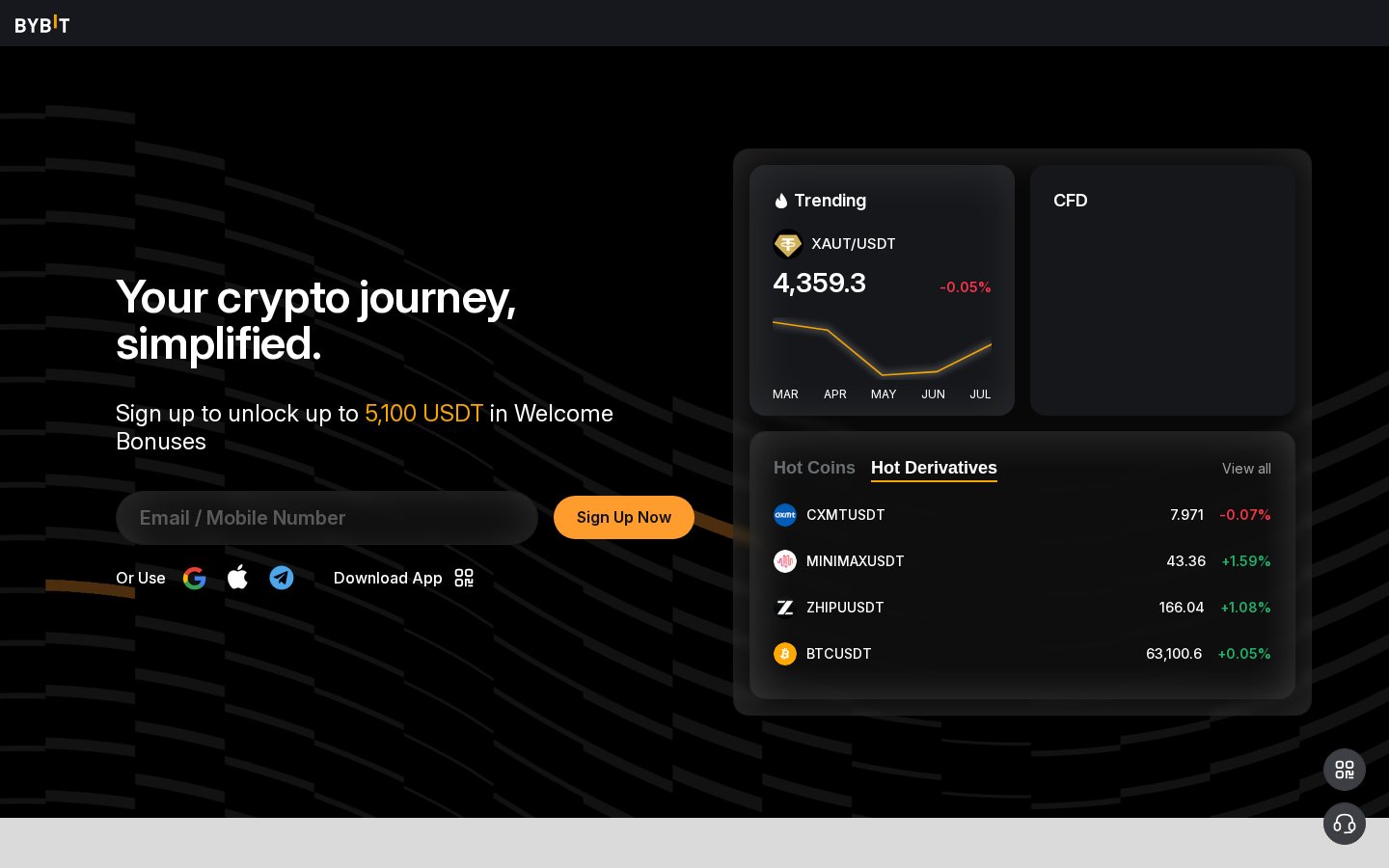 Screenshot of the bybit.com homepage