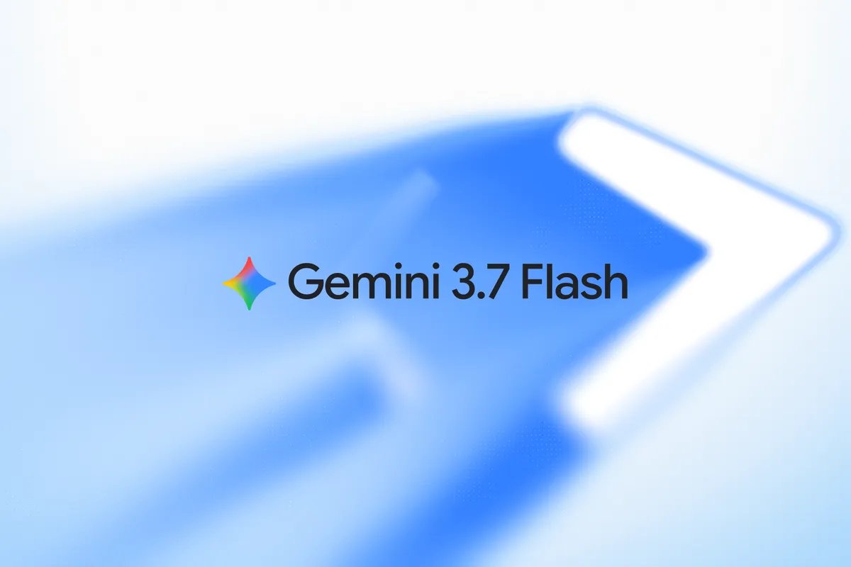 Google — Spark icon next to the text "Gemini 3.7 Flash", all on a light blue backgorund