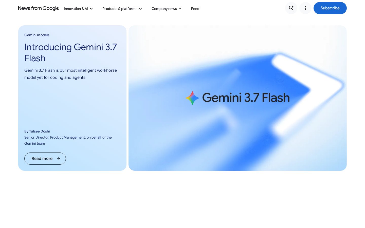 Screenshot of the googleblog.com homepage