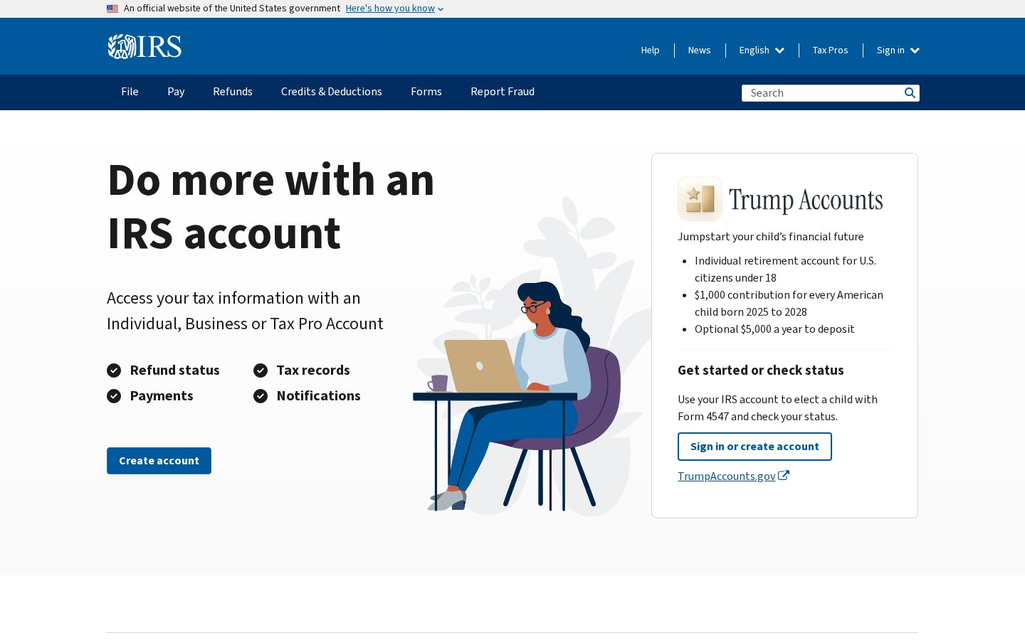 Screenshot of the irs.gov homepage