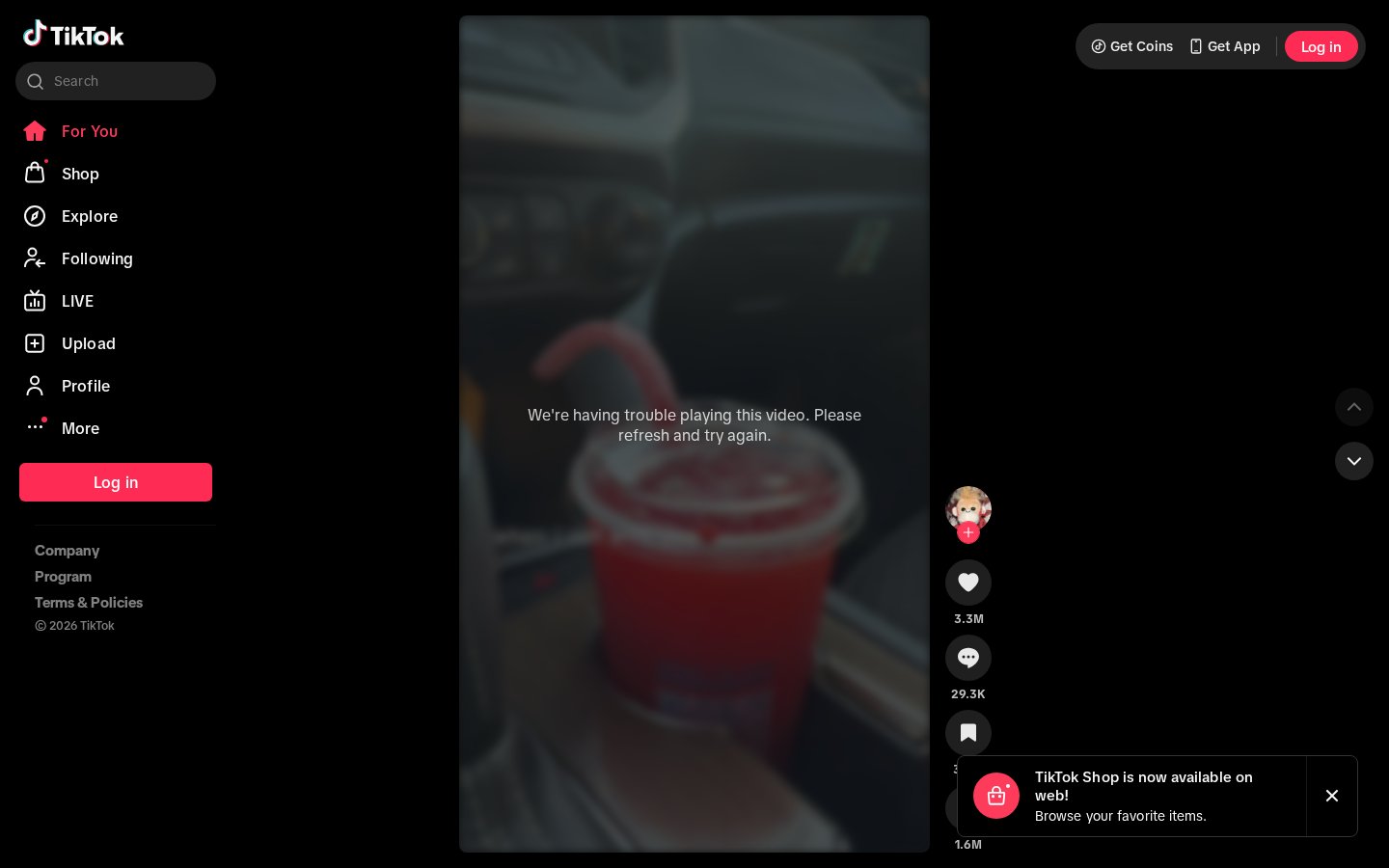 Screenshot of the tiktok.com homepage