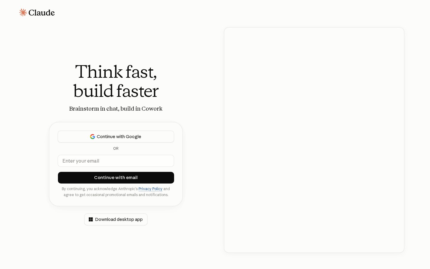 Screenshot of the claude.ai homepage