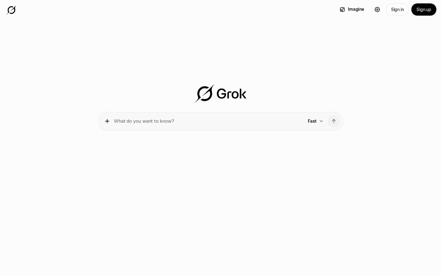 Screenshot of the grok.com homepage